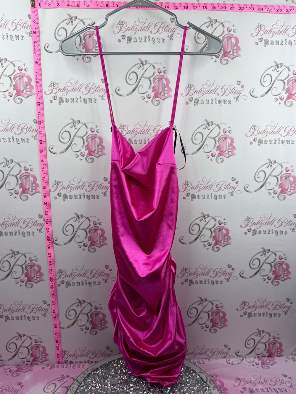 Forever 21 dress brand new with tags shiny Satin Cowl Slip Dress in Hot Pink